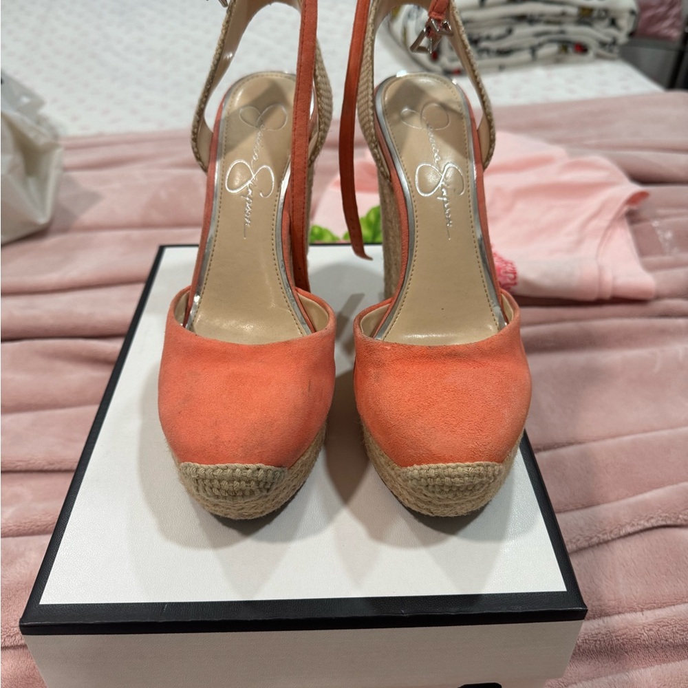 Jessica Simpson Orange Espadrille Wedges